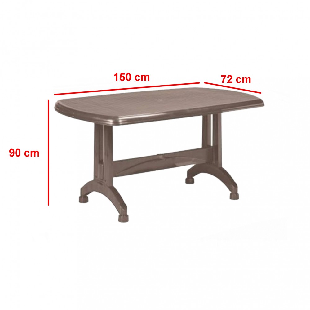 Plastový záhradný stôl Portland 150 x 90 x 72 cm vo farbe cappuccino Sekundárny obrázok