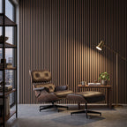 Akusztikus falpanel nappali falán, függőleges lécezéssel - Homelux, 260060-Oiled_oak