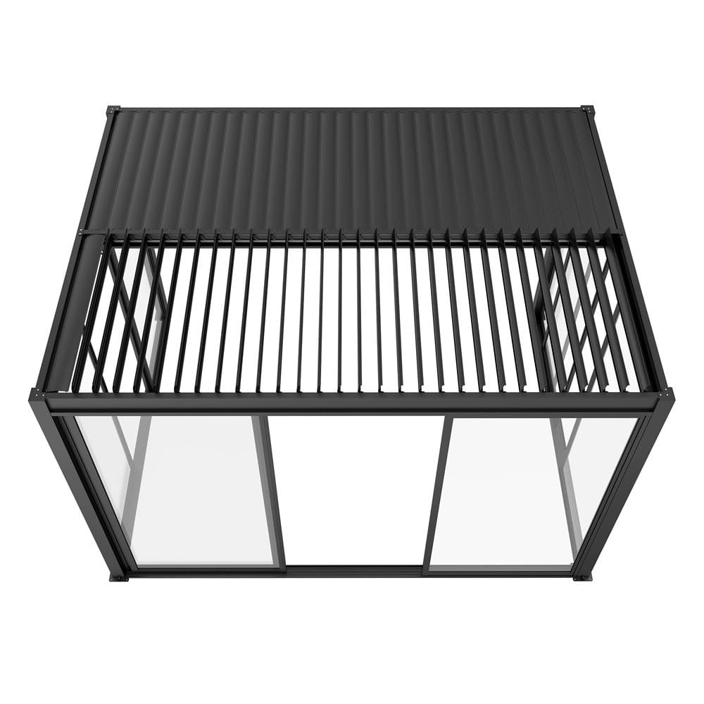 Pergola üveg tolóajtó felülnézete lamellás tetővel - Homelux, 5905610251550