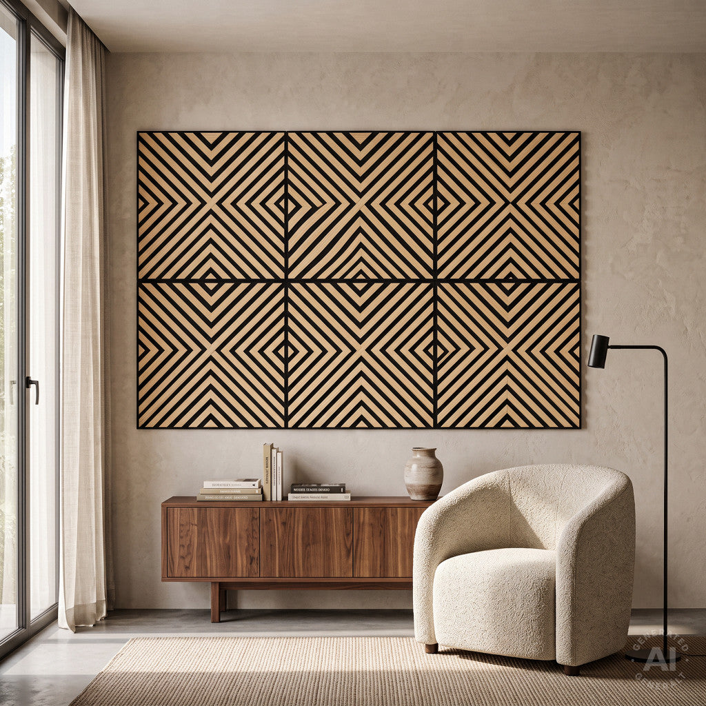 Akusztikus falpanel Deco IV bambusz 60x60x1,8 cm Másodlagos kép
