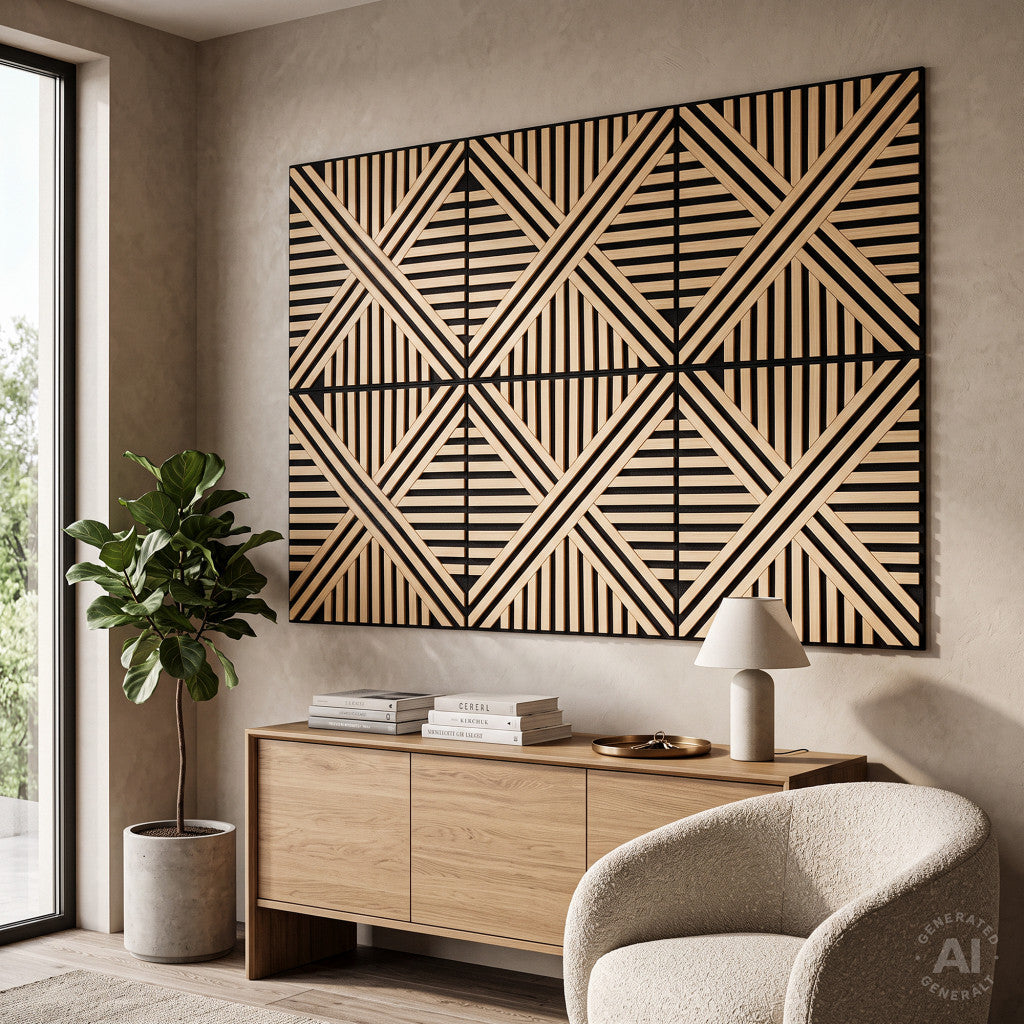 Akusztikus falpanel Deco VI bambusz 60x60x1,8 cm Másodlagos kép