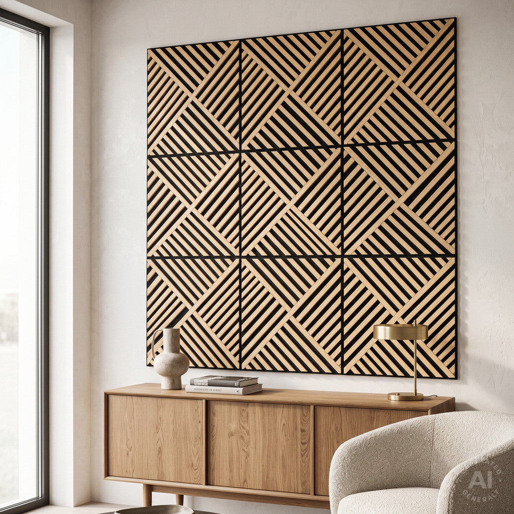 Akusztikus falpanel Deco VIII bambusz 60x60x1,8 cm Másodlagos kép