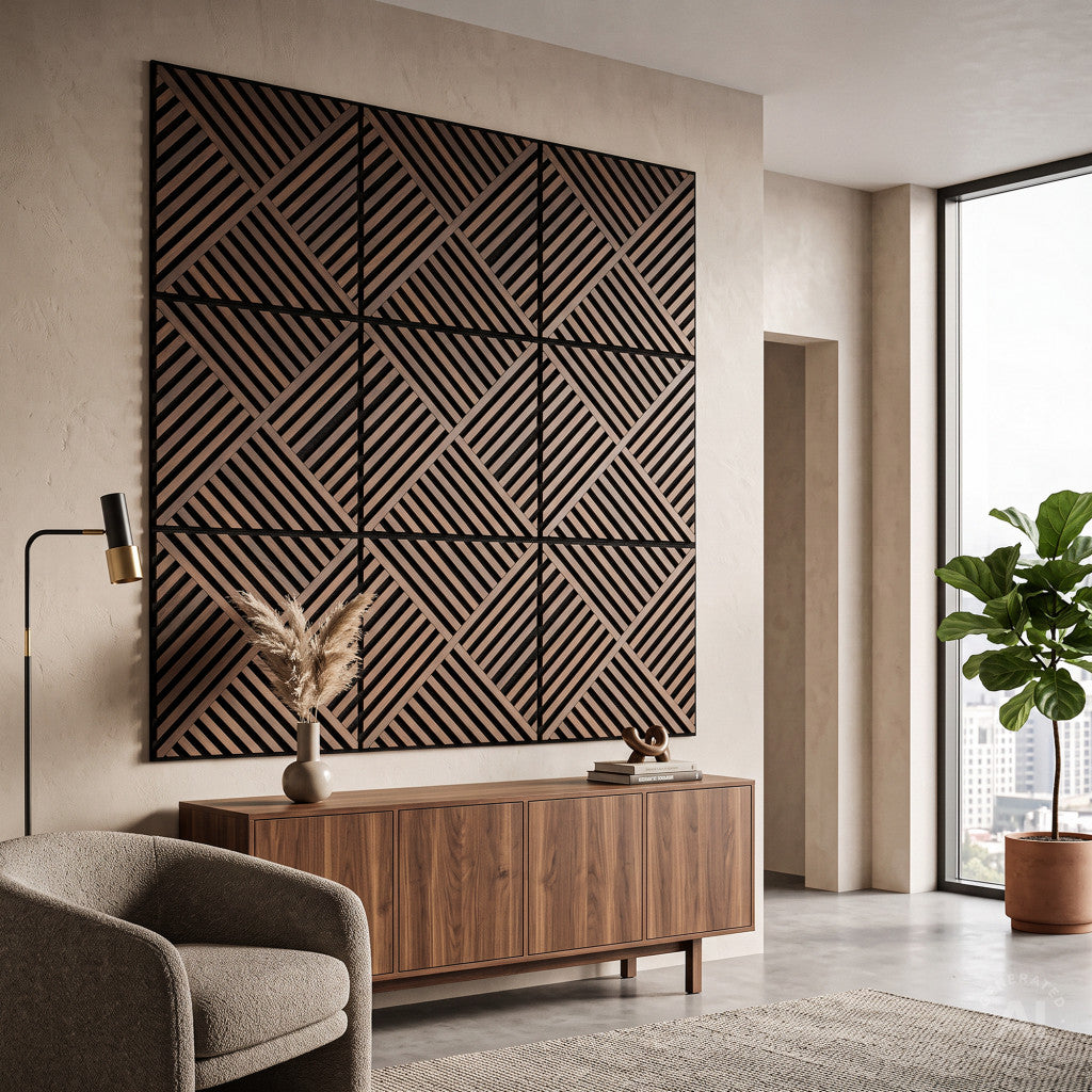 Akusztikus falpanel Deco VIII dió 60x60x1,8 cm Másodlagos kép