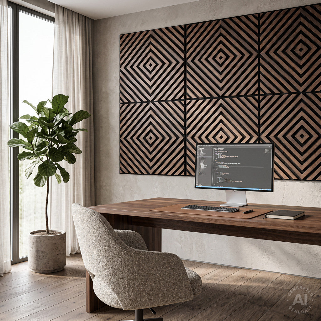 Akusztikus falpanel Deco XI dió 60x60x1,8 cm Másodlagos kép