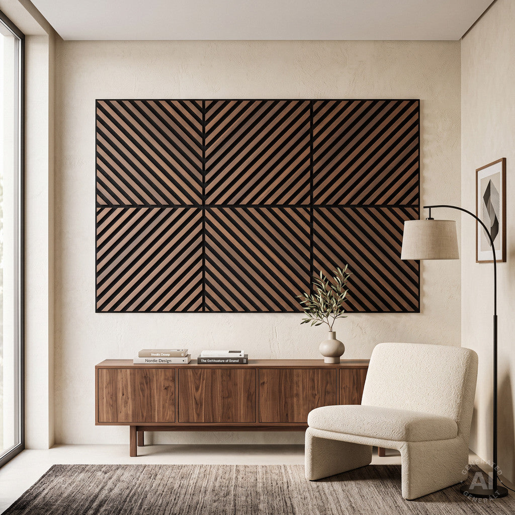 Akusztikus falpanel Deco III dió 60x60x1,8 cm Másodlagos kép