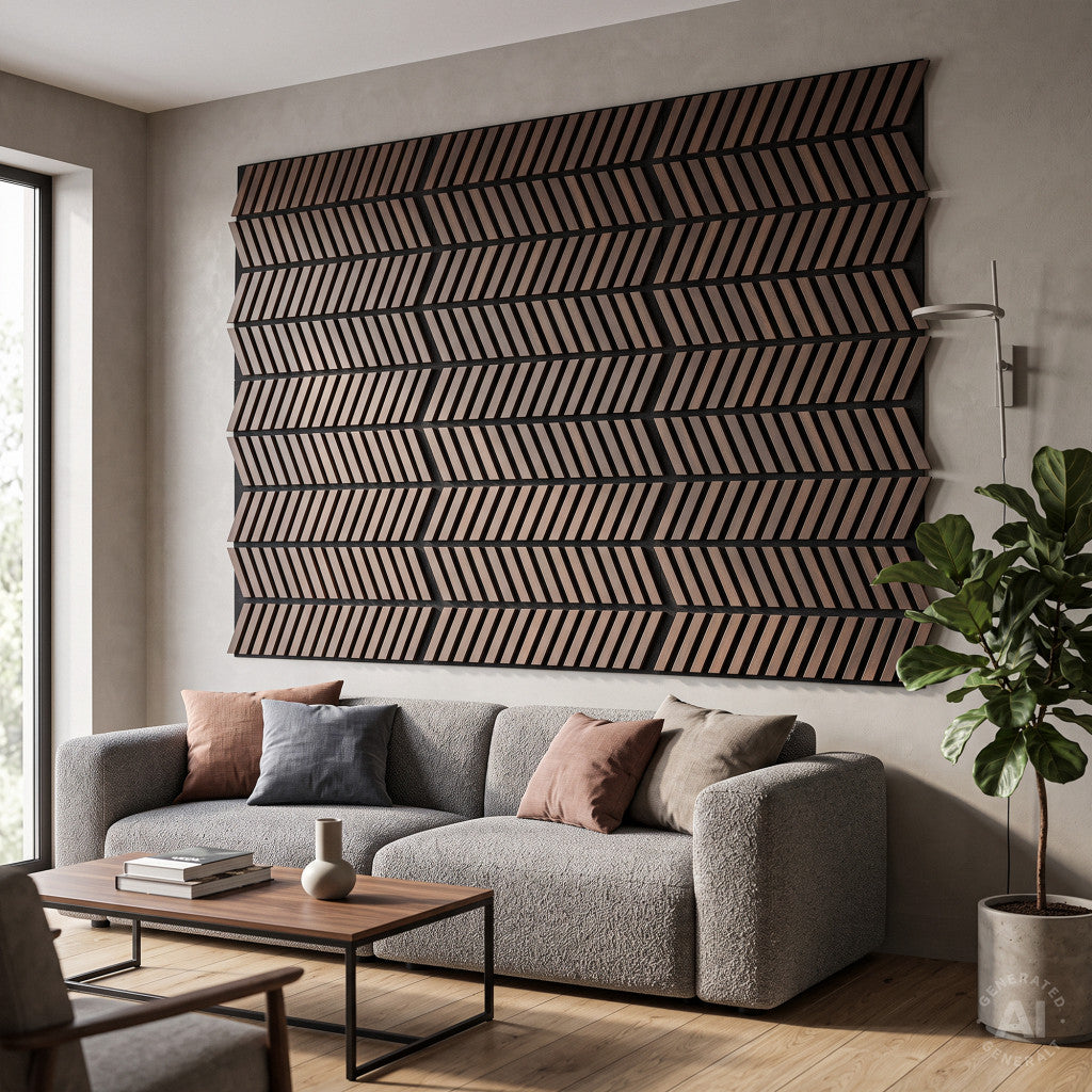 Akusztikus falpanel Deco XII dió 60x60x1,8 cm Másodlagos kép