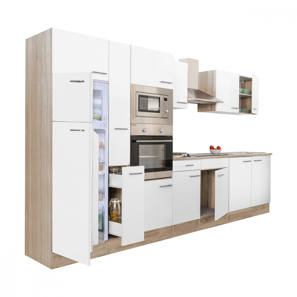 Konyhabútor, 360 cm széles konyhabútor felülfagyasztós hűtős kivitelben - Homelux, L360STFH