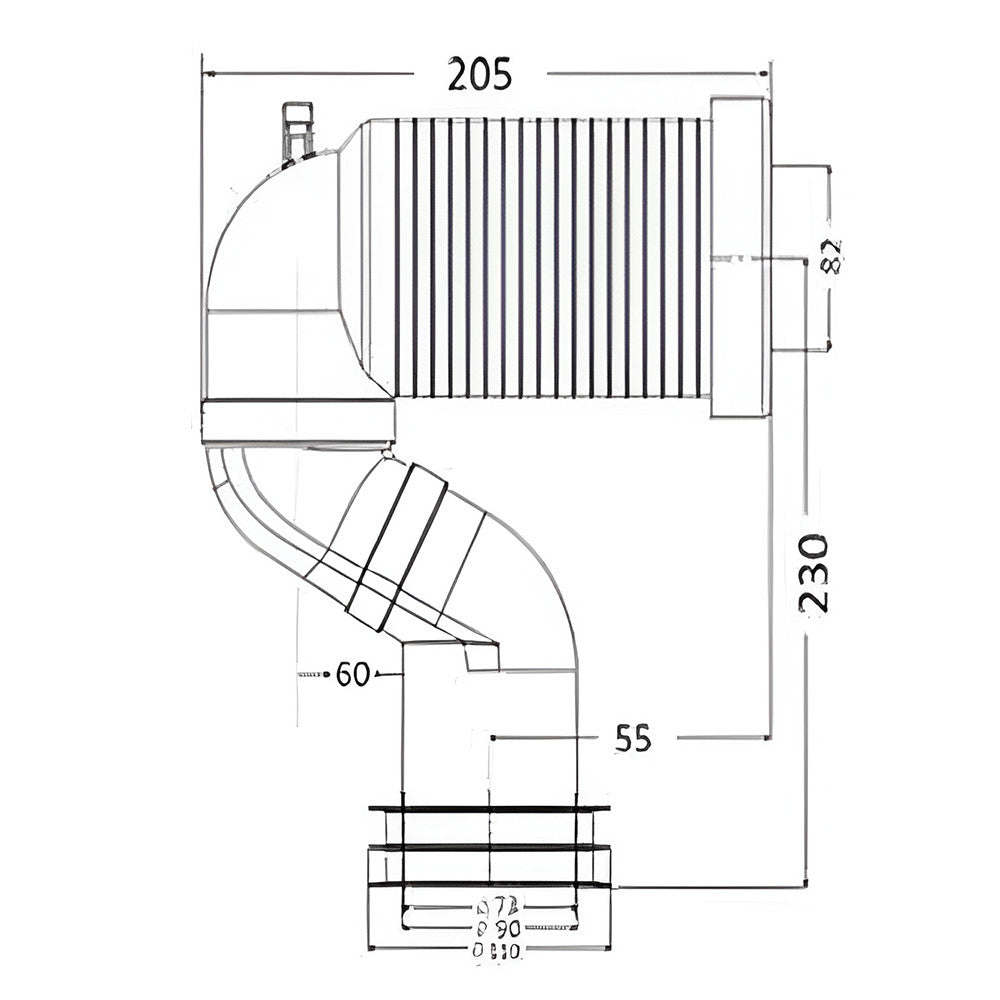 S-bekötő álló és monoblokkos WC-hez méretábra 20,5 × 23 cm - Homelux, LSB-01 Sekundárny obrázok