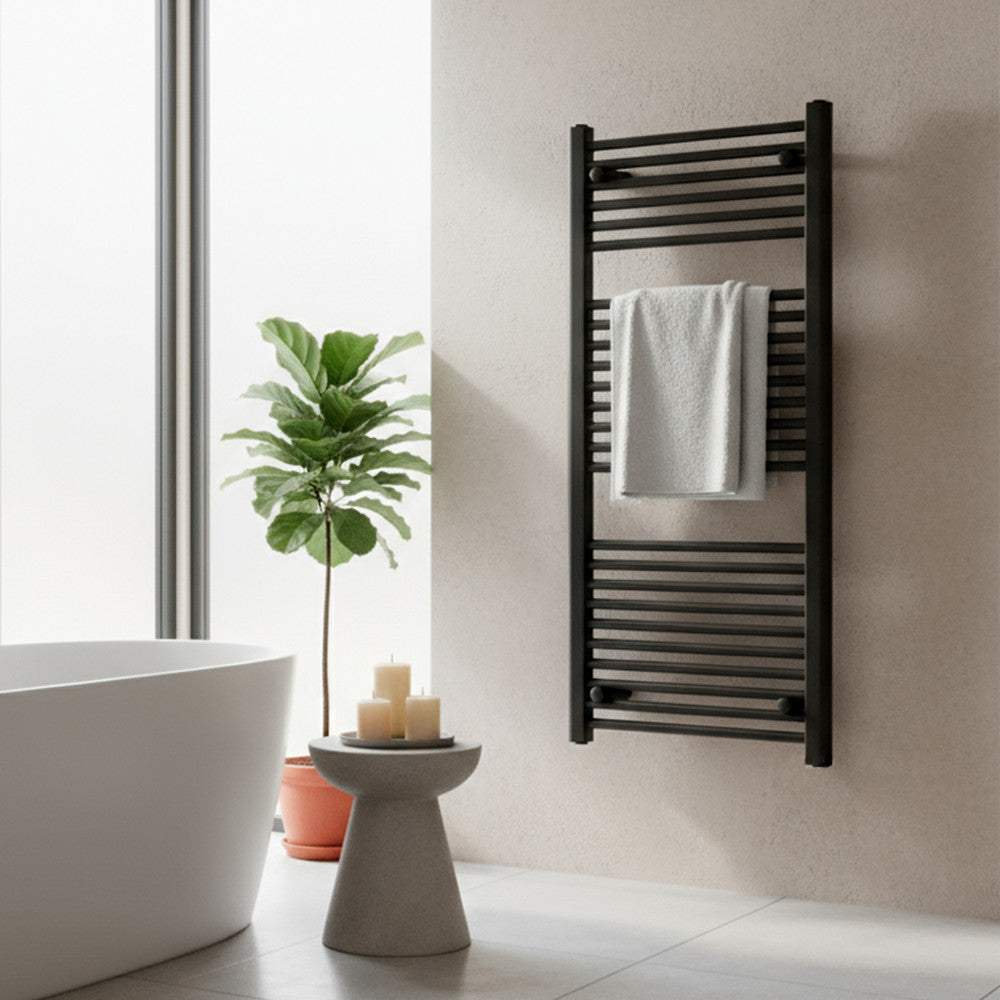 Rovný radiátor na sušenie uterákov 1200x600 mm čierny Sekundárny obrázok