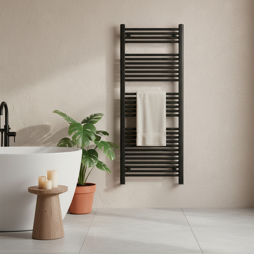 Rovný radiátor na sušenie uterákov 1400x600 mm čierny Sekundárny obrázok