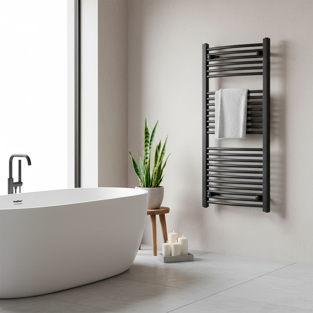 Zakrivený radiátor na sušenie uterákov 1200x600 mm čierny Sekundárny obrázok