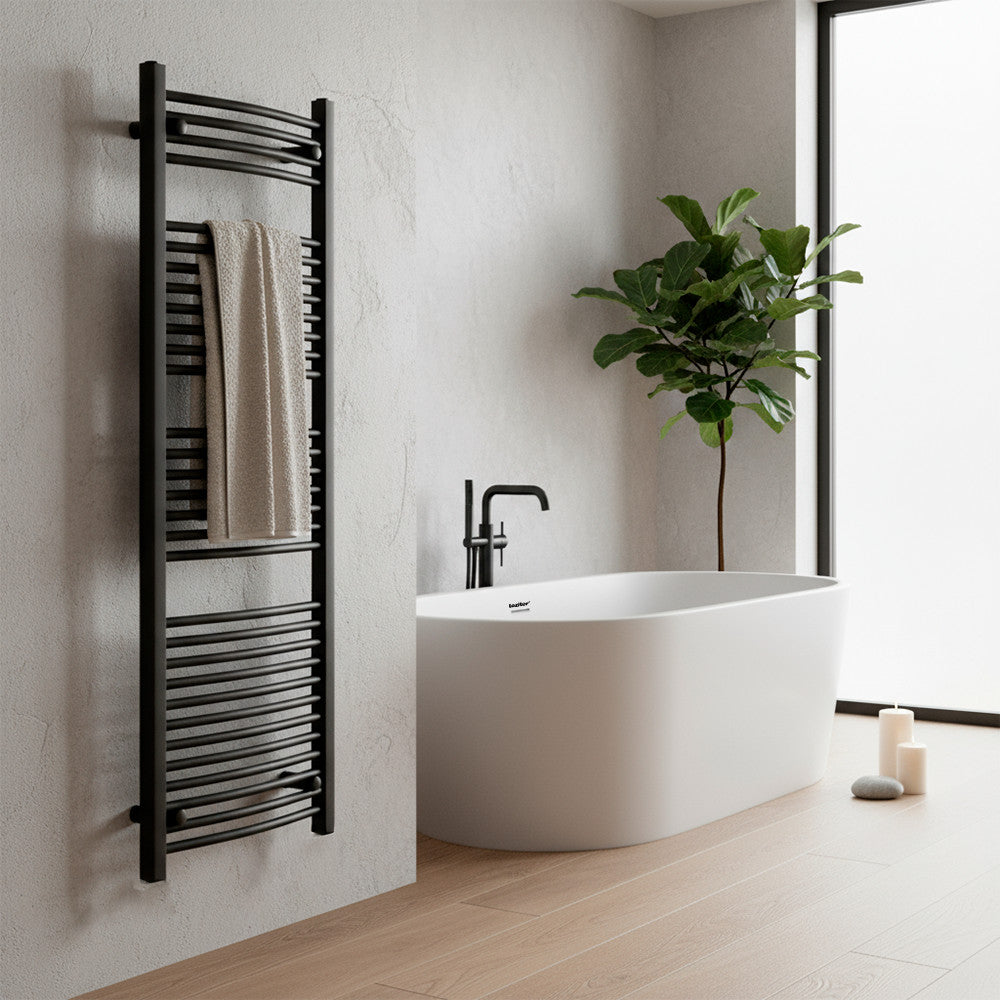 Zakrivený radiátor na sušenie uterákov 1600x600 mm čierny Sekundárny obrázok