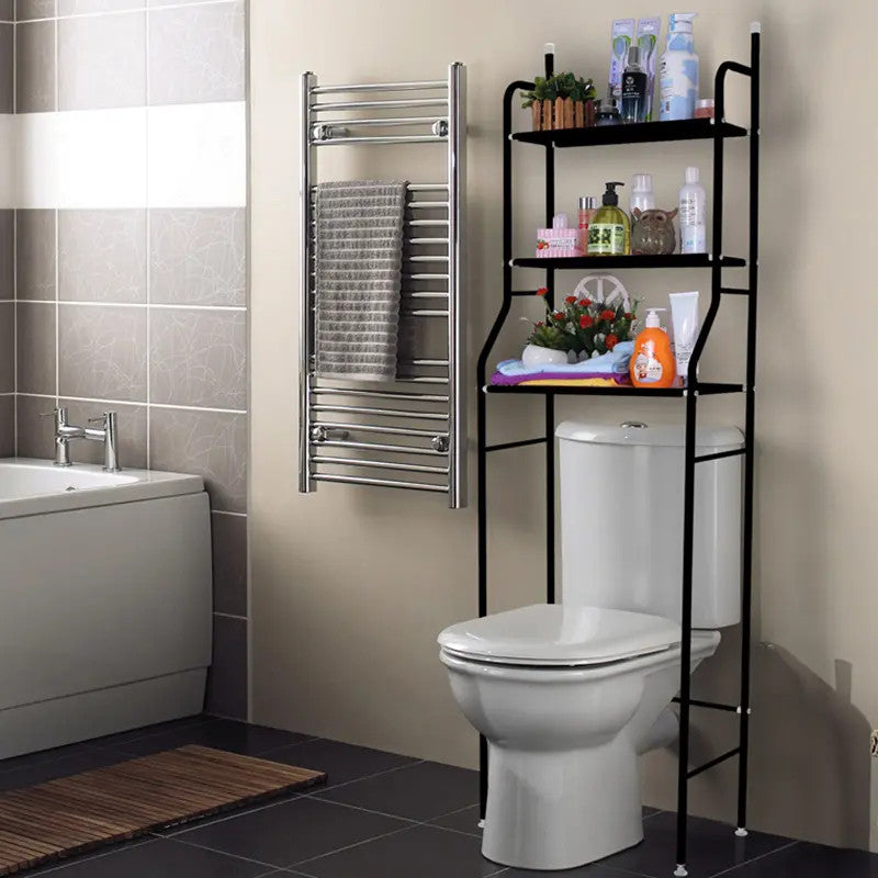 Kúpeľňová polica nad WC, viacúrovňová, čierna Sekundárny obrázok