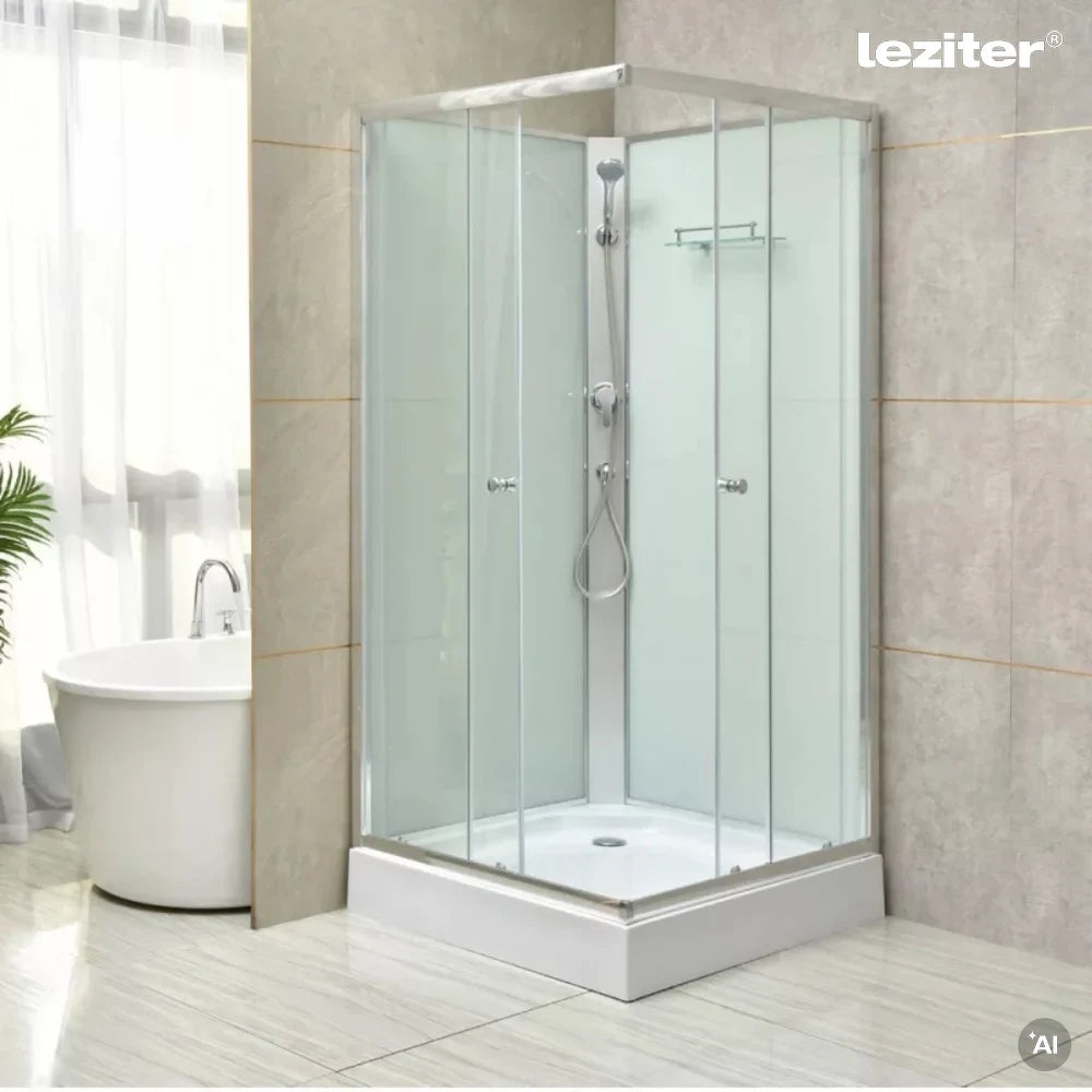 Polo White II 80x80 cm štvorcový sprchový kút s bielym zadným panelom a sprchovou vaničkou Sekundárny obrázok