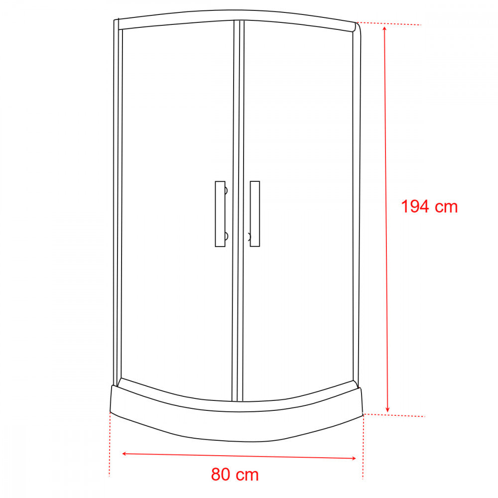 Íves zuhanykabin méretábra 80 cm szélességgel és 194 cm magassággal - Homelux, SC80S_AKI80ZT