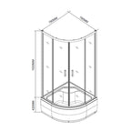 Íves zuhanykabin méretábra 780 × 780 mm, 1530 mm kabinmagasság és 420 mm tálcamagasság - Homelux, SDEEP80