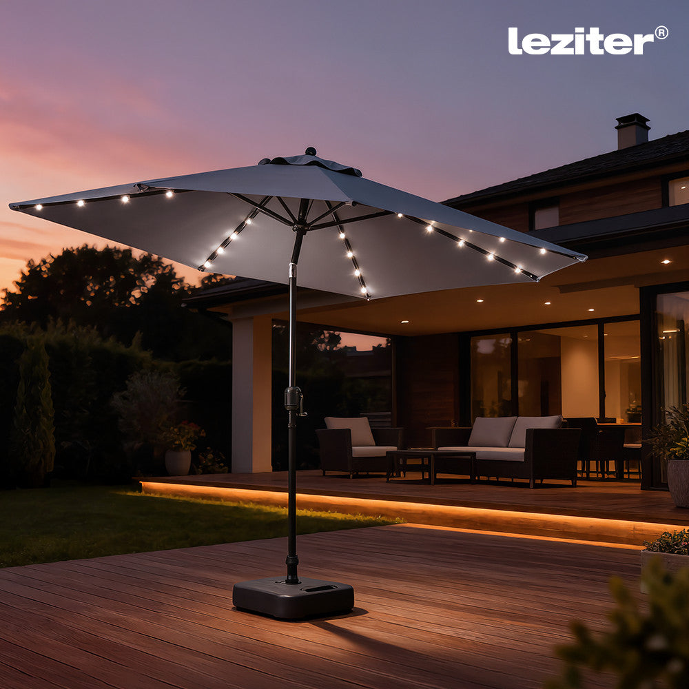 Solari záhradný slnečník s LED svetlom sivý 300 cm Sekundárny obrázok